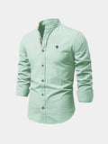 Men's Cotton Band Collar Long Sleeve Shirt