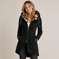 Women's Longline Hooded Zip Jacket with Floral Lined Hood