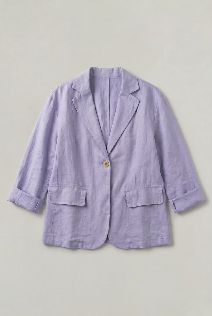 Women's Relaxed Single-Button Linen-Look Blazer