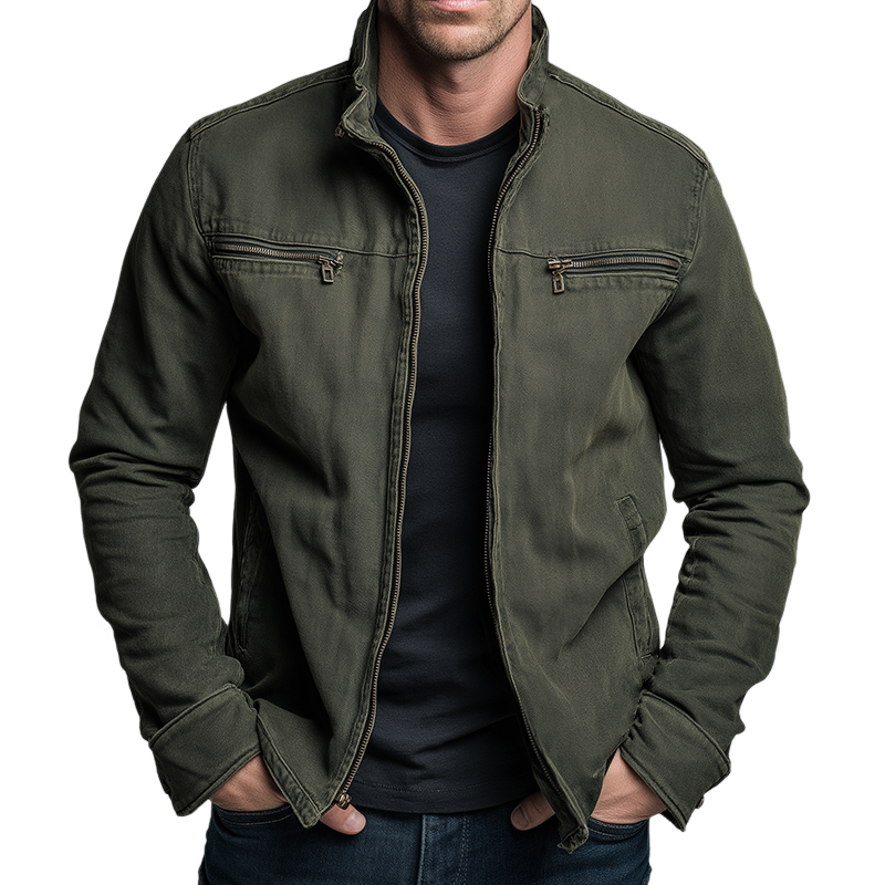 Men's Full-Zip Utility Jacket with Chest Pockets