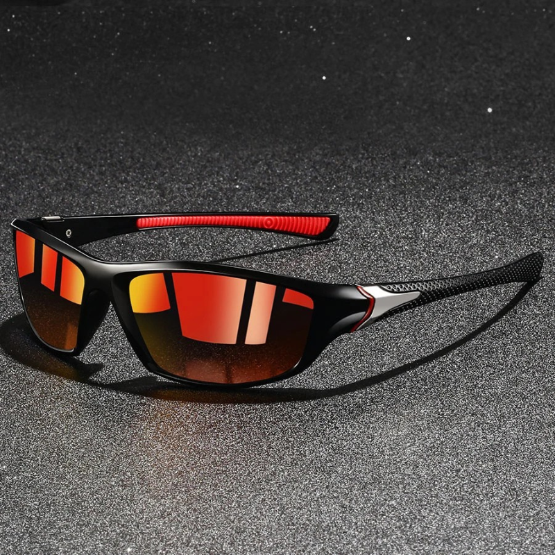 Men's Sport Wrap Polarized Sunglasses with Textured Arms