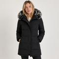 Women's Padded Parka Coat with Faux Fur Trim Hood