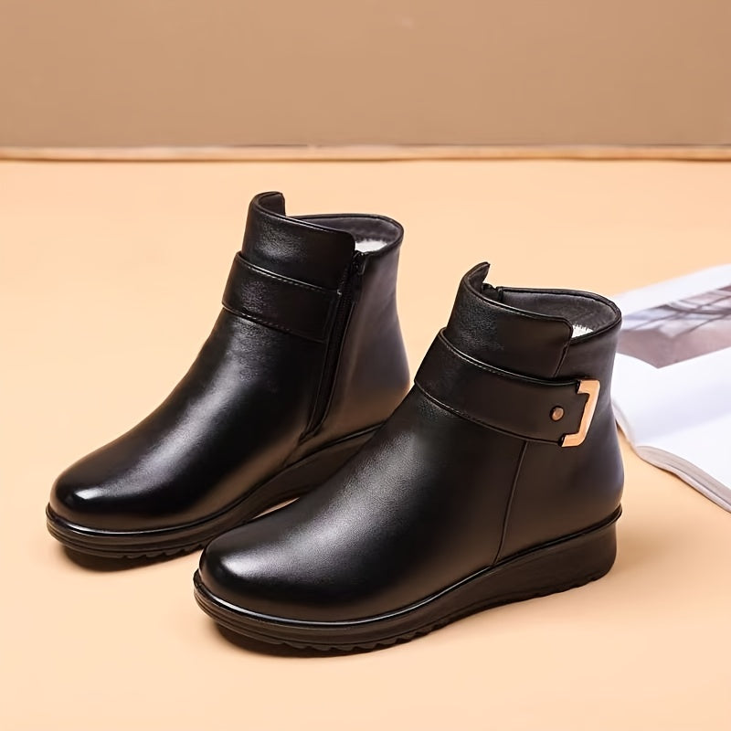 Women's Ankle Boots with Buckle Strap Detail