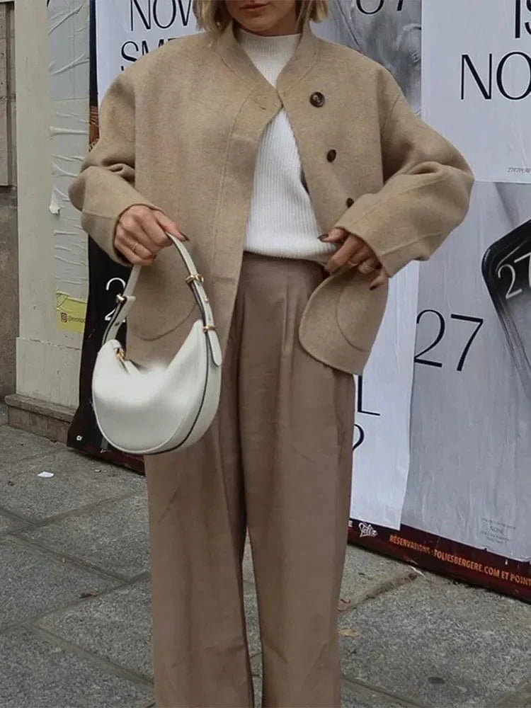 Women's Collarless Short Coat