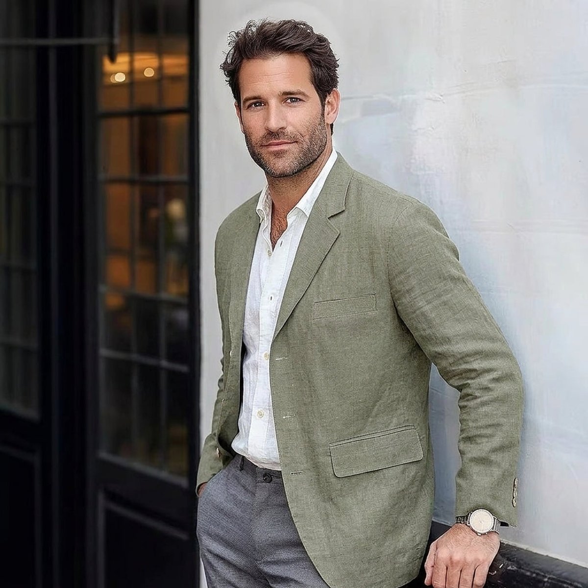 Men's Textured Two-Button Tailored Blazer