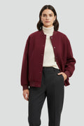 Women's Oversized Bomber Jacket with Snap Button Front