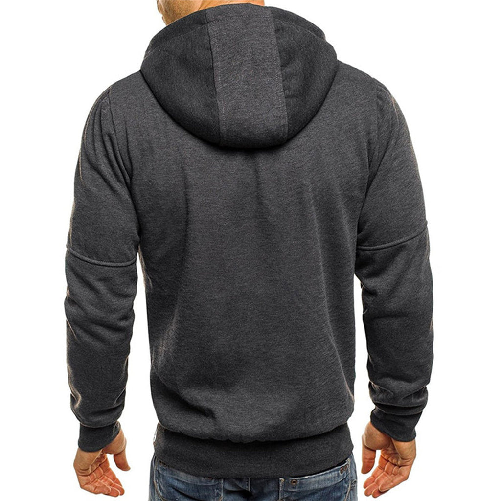 Men's Zip-Up Hooded Sweatshirt with Contrast Drawcords