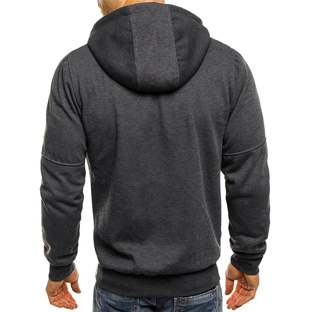 Men's Zip-Up Hooded Sweatshirt with Contrast Drawcords