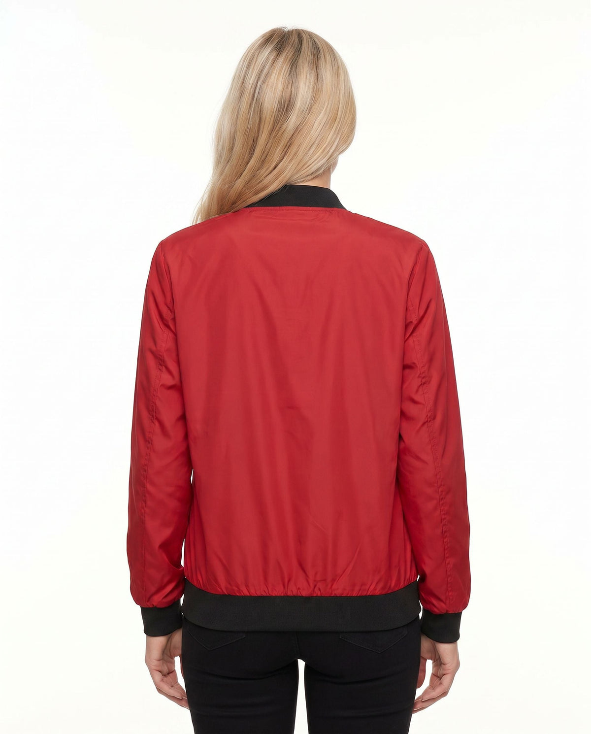 Women's Classic Bomber Jacket with Sleeve Zip Pocket
