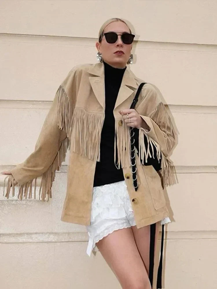 Women's Faux Suede Fringe Jacket