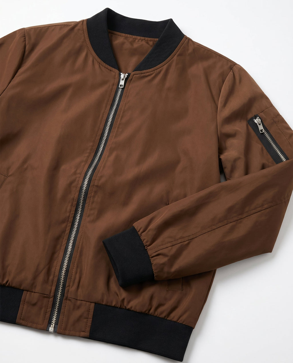 Women's Classic Bomber Jacket with Sleeve Zip Pocket