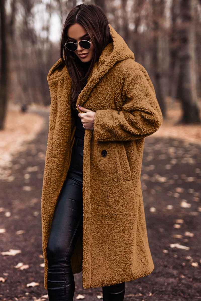 Women's Oversized Hooded Teddy Coat with Longline Fit