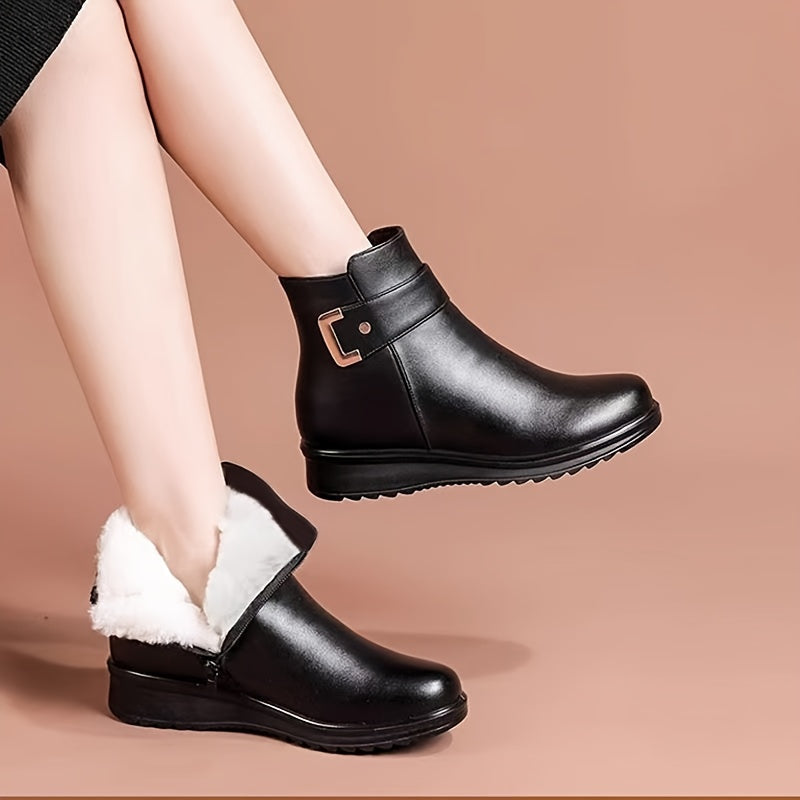 Women's Ankle Boots with Buckle Strap Detail