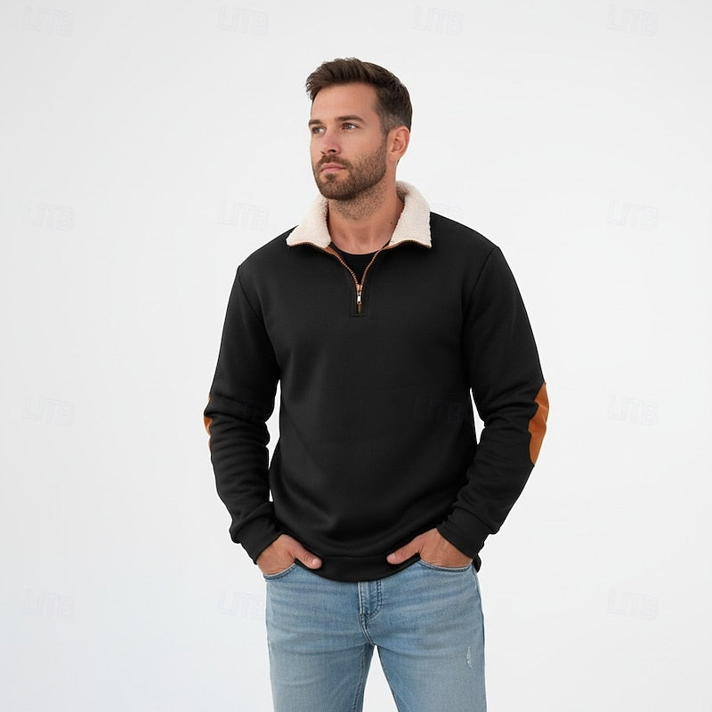 Men's Half-Zip Sweatshirt with Sherpa Collar
