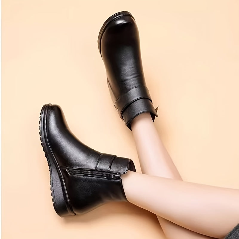 Women's Ankle Boots with Buckle Strap Detail