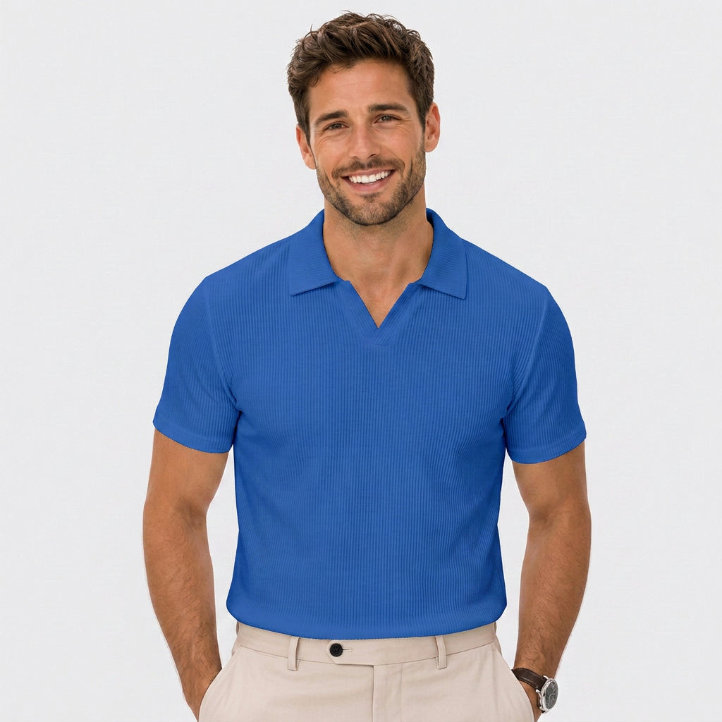 Men Ribbed Polo Shirt