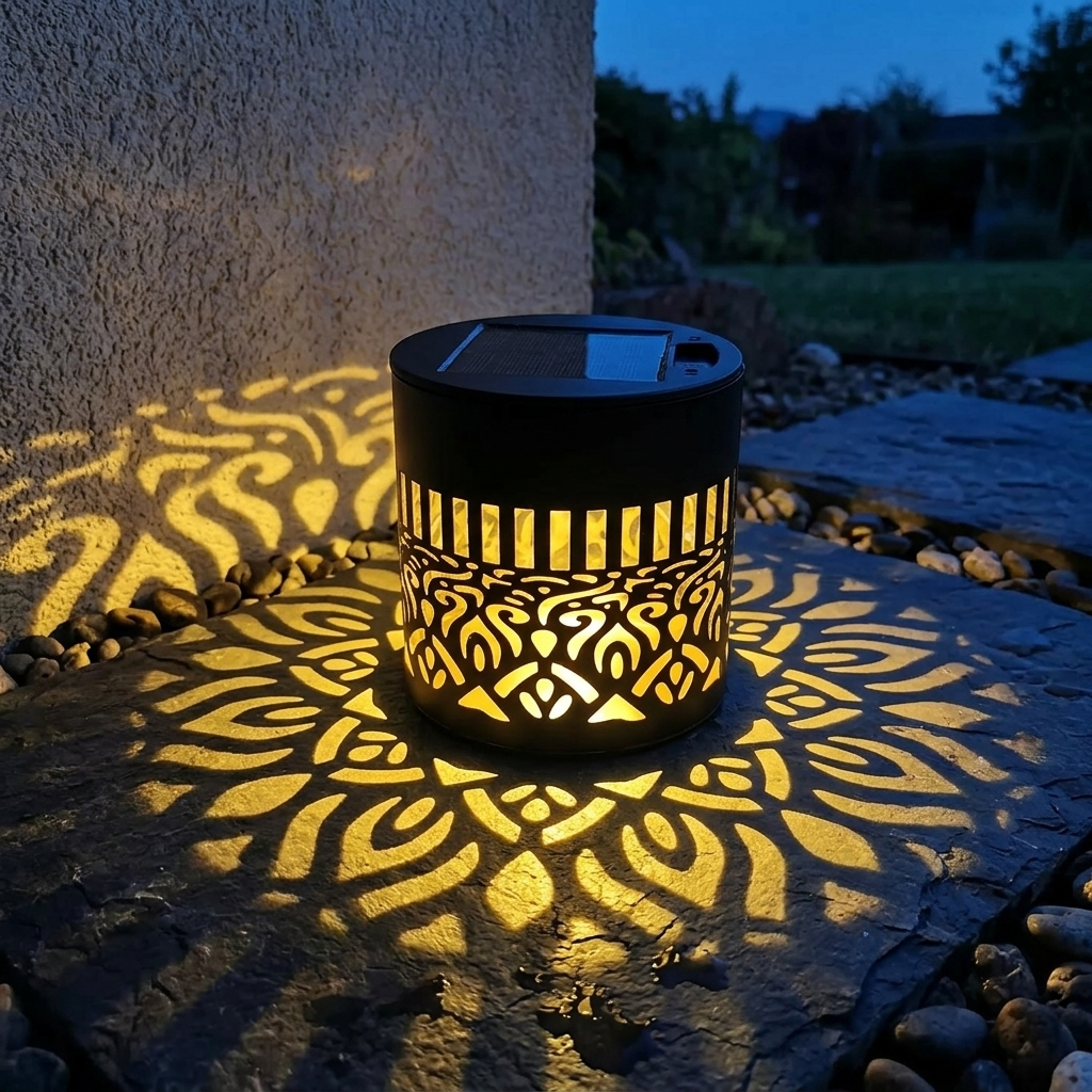 Solar Powered Cut-Out Garden Lantern with Warm Glow