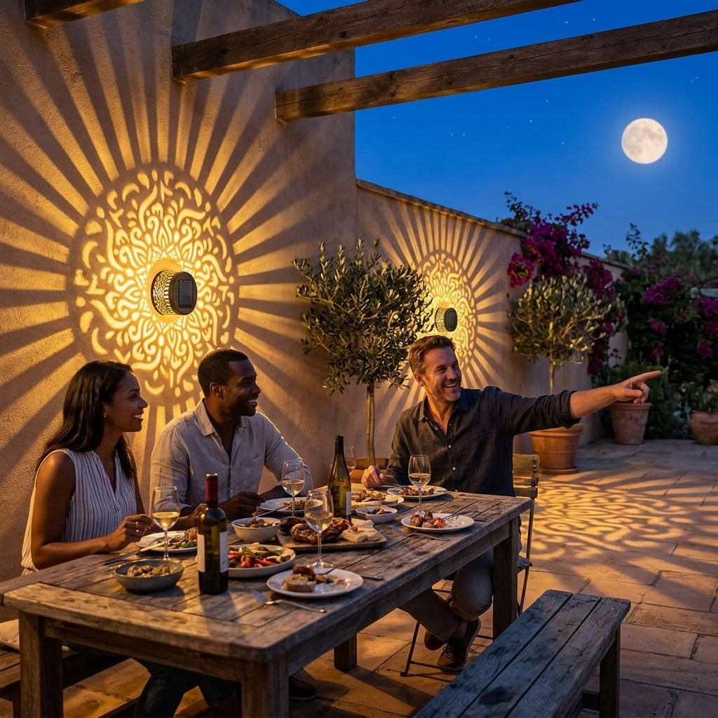 Solar Powered Cut-Out Garden Lantern with Warm Glow