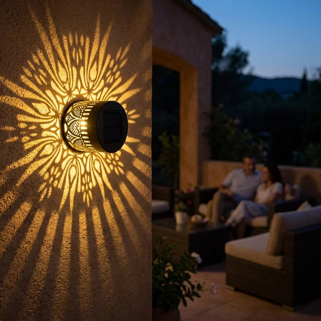 Solar Powered Cut-Out Garden Lantern with Warm Glow