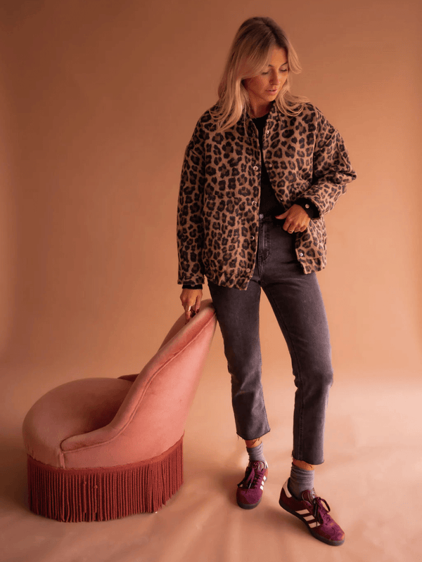 Women's Leopard Print Button-Front Shirt Jacket