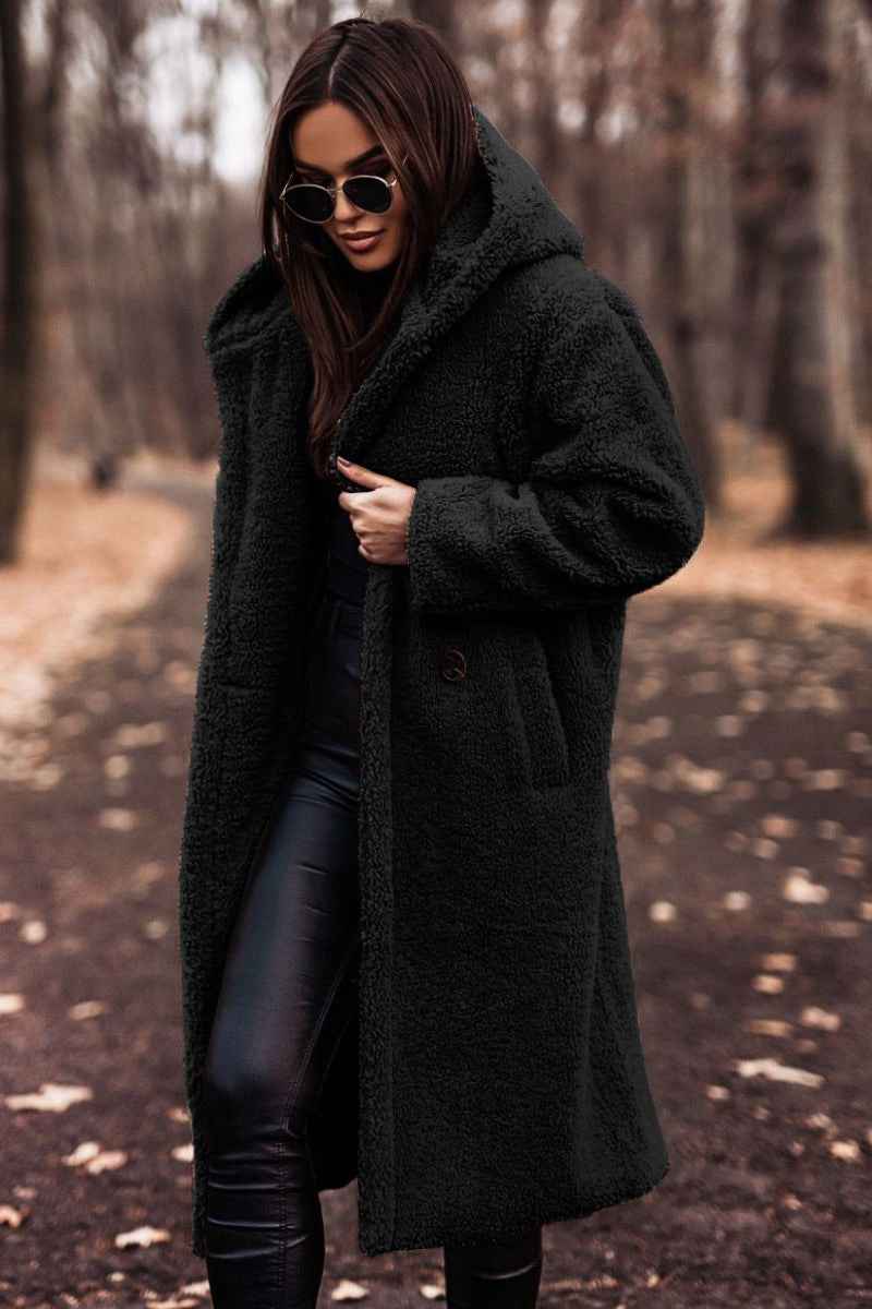 Women's Oversized Hooded Teddy Coat with Longline Fit