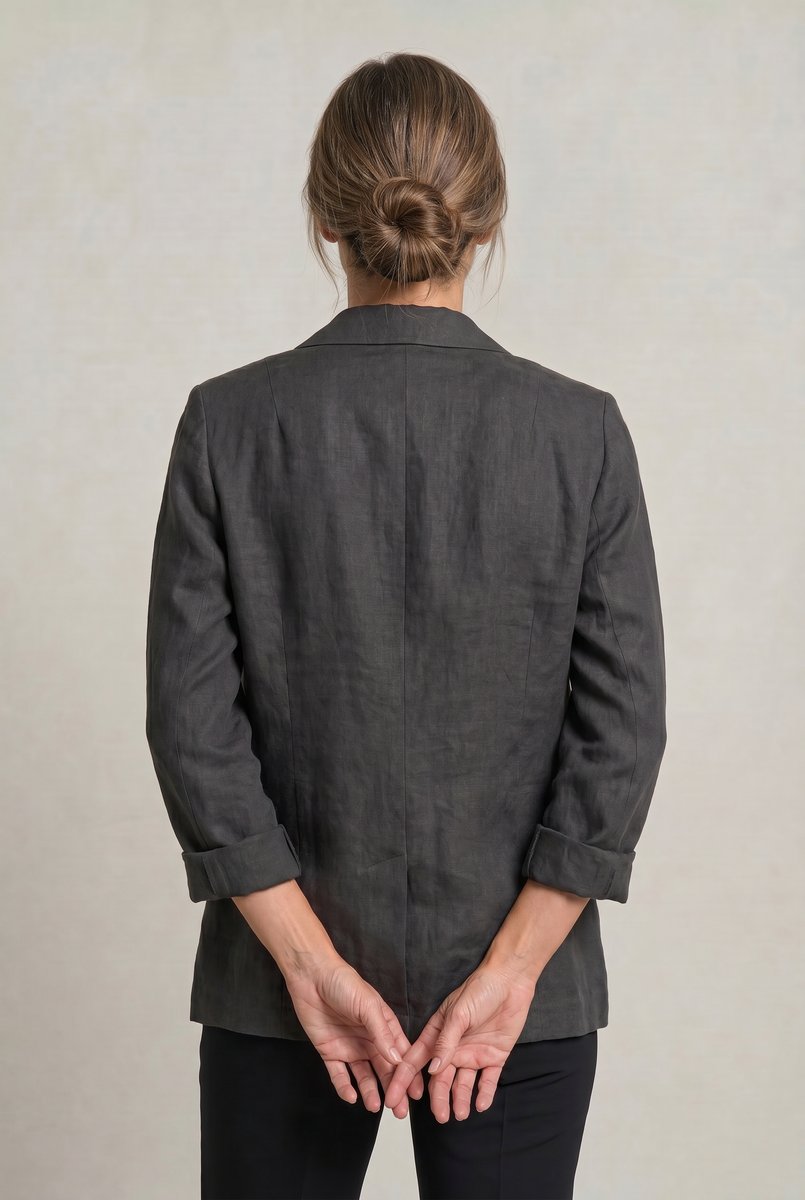 Women's Relaxed Single-Button Linen-Look Blazer