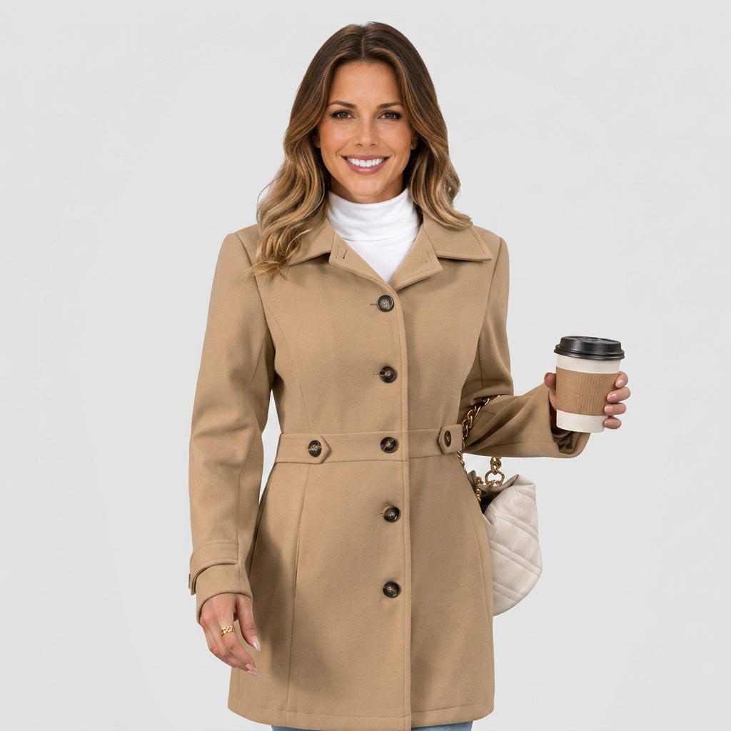 Women Button Front Trench Coat