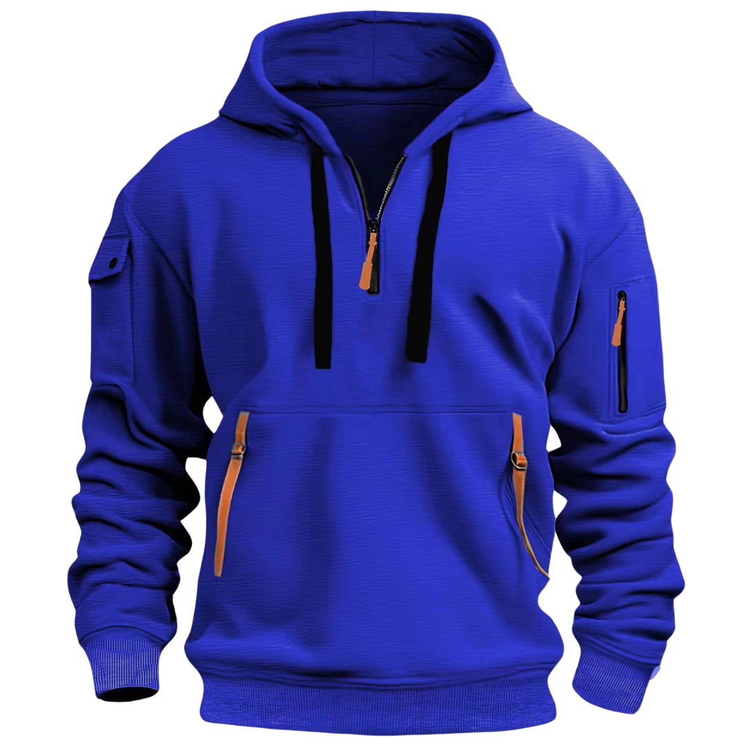 Men's Utility Half-Zip Hoodie with Multi-Pocket Design