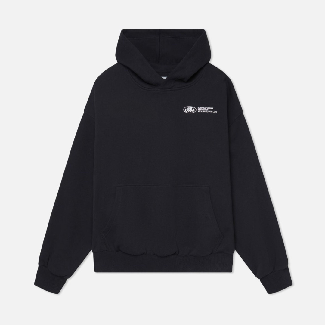 Unisex oversized hoodie with hood and large contrasting back graphic