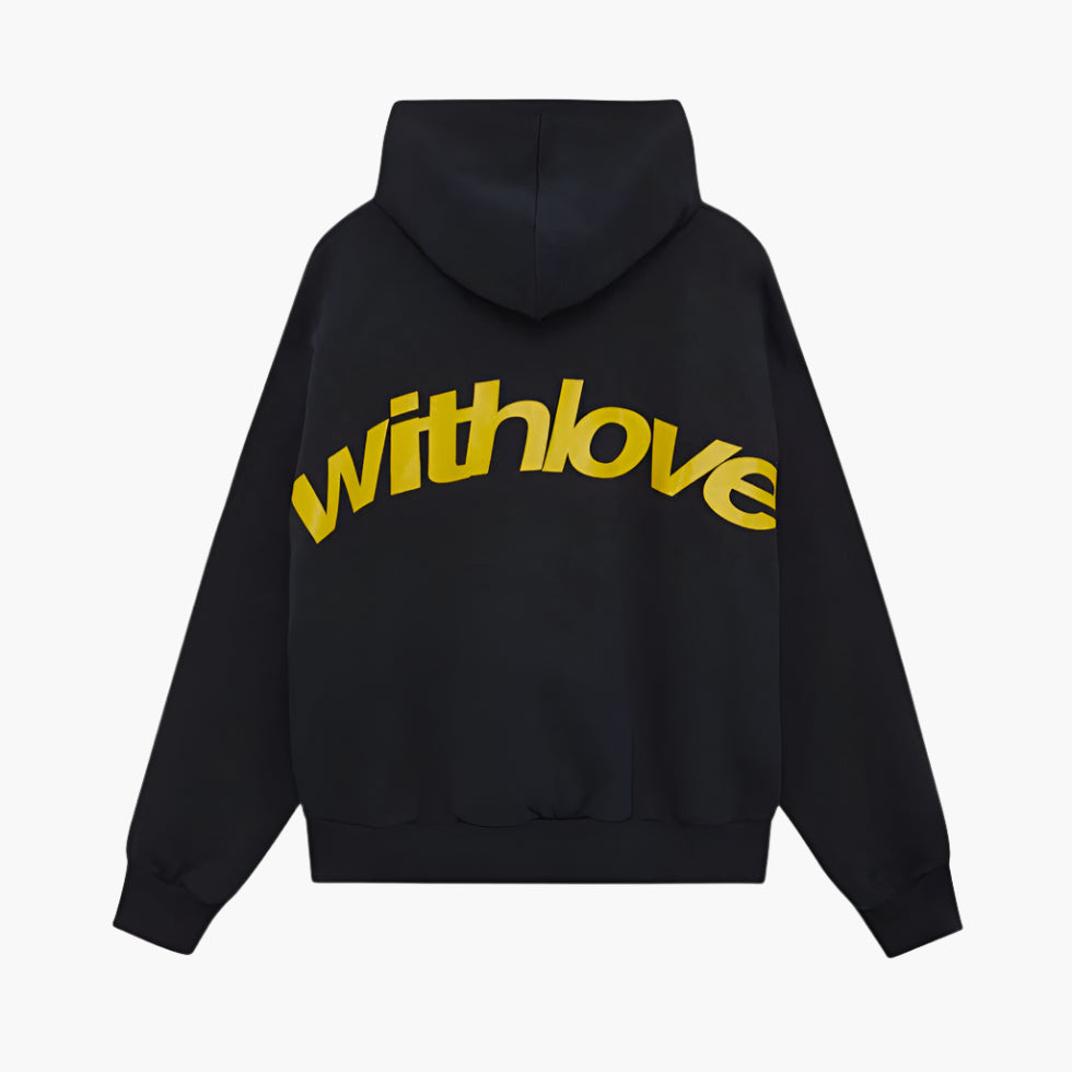 Unisex oversized hoodie with hood and large contrasting back graphic