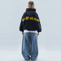 Unisex oversized hoodie with hood and large contrasting back graphic