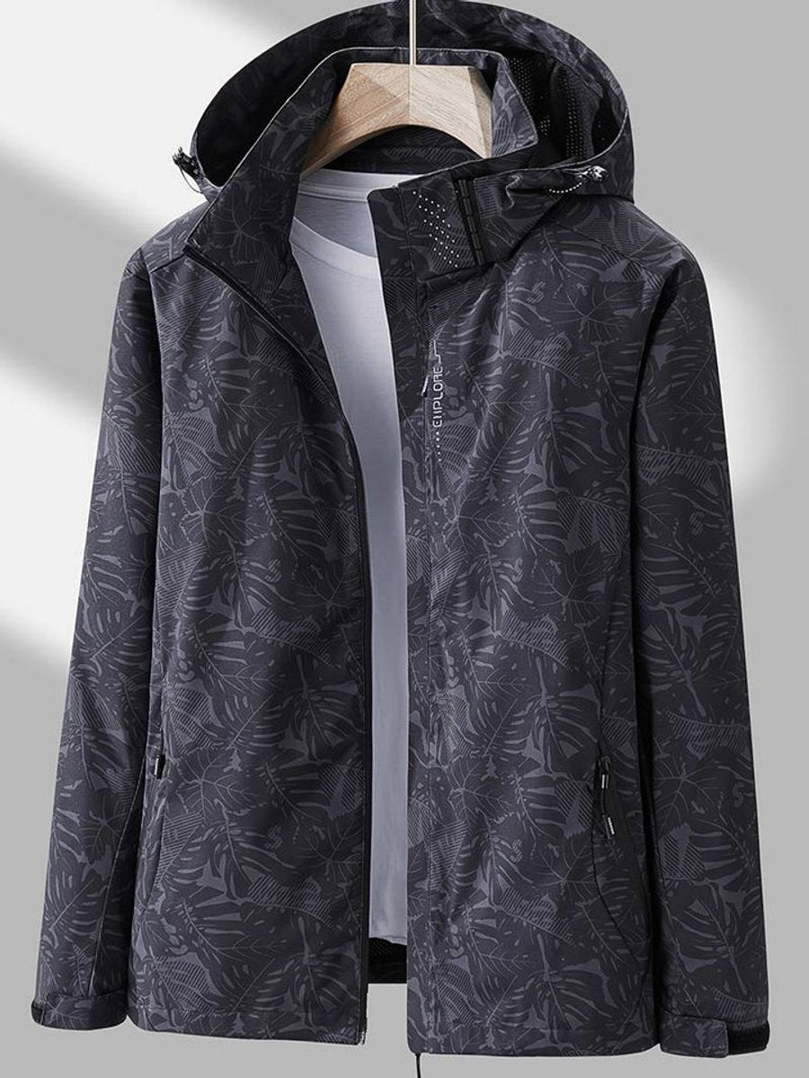 Women's Printed Windbreaker Jacket with Adjustable Hood