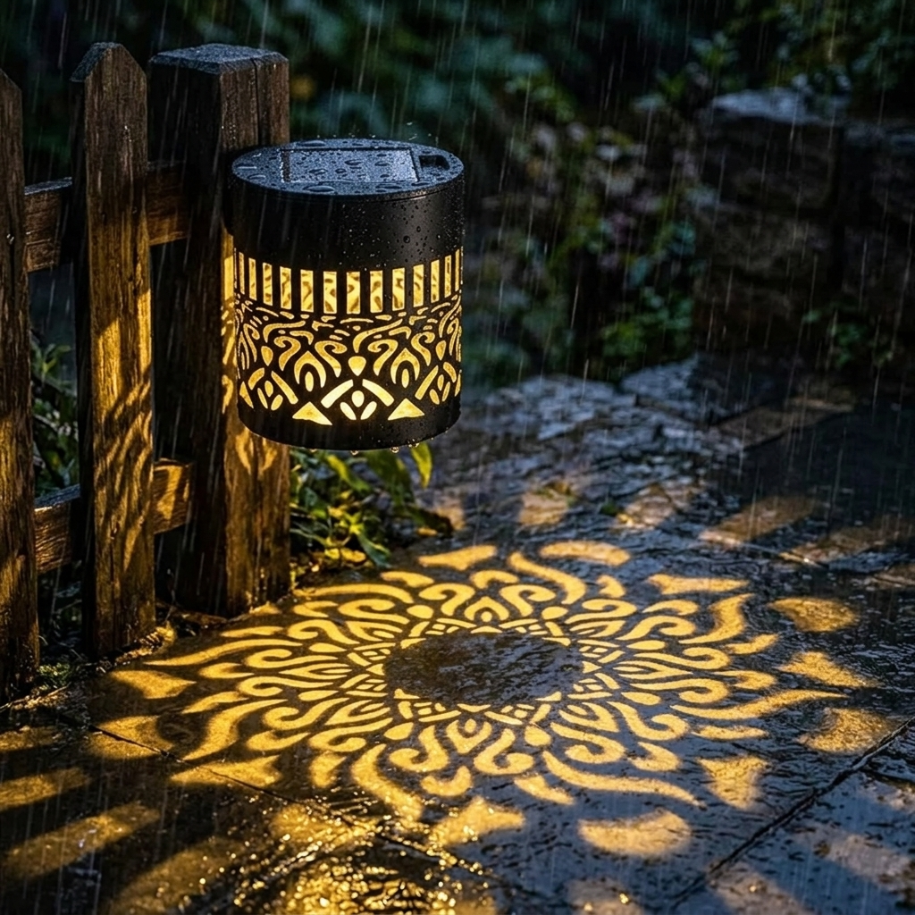 Solar Powered Cut-Out Garden Lantern with Warm Glow