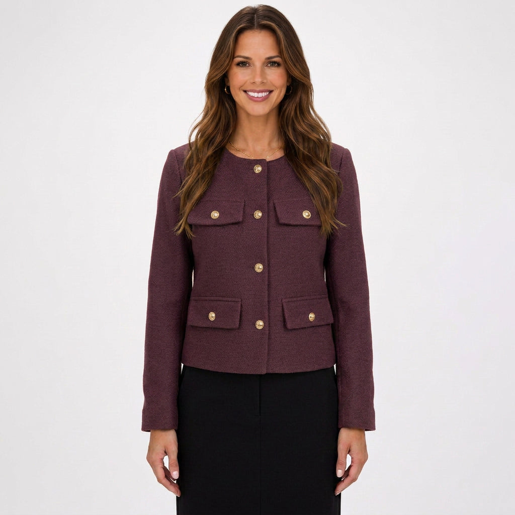 Women Button Front Cropped Jacket