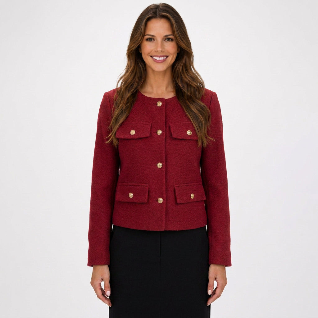 Women Button Front Cropped Jacket