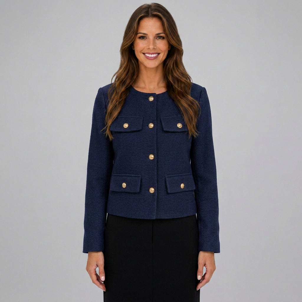 Women Button Front Cropped Jacket