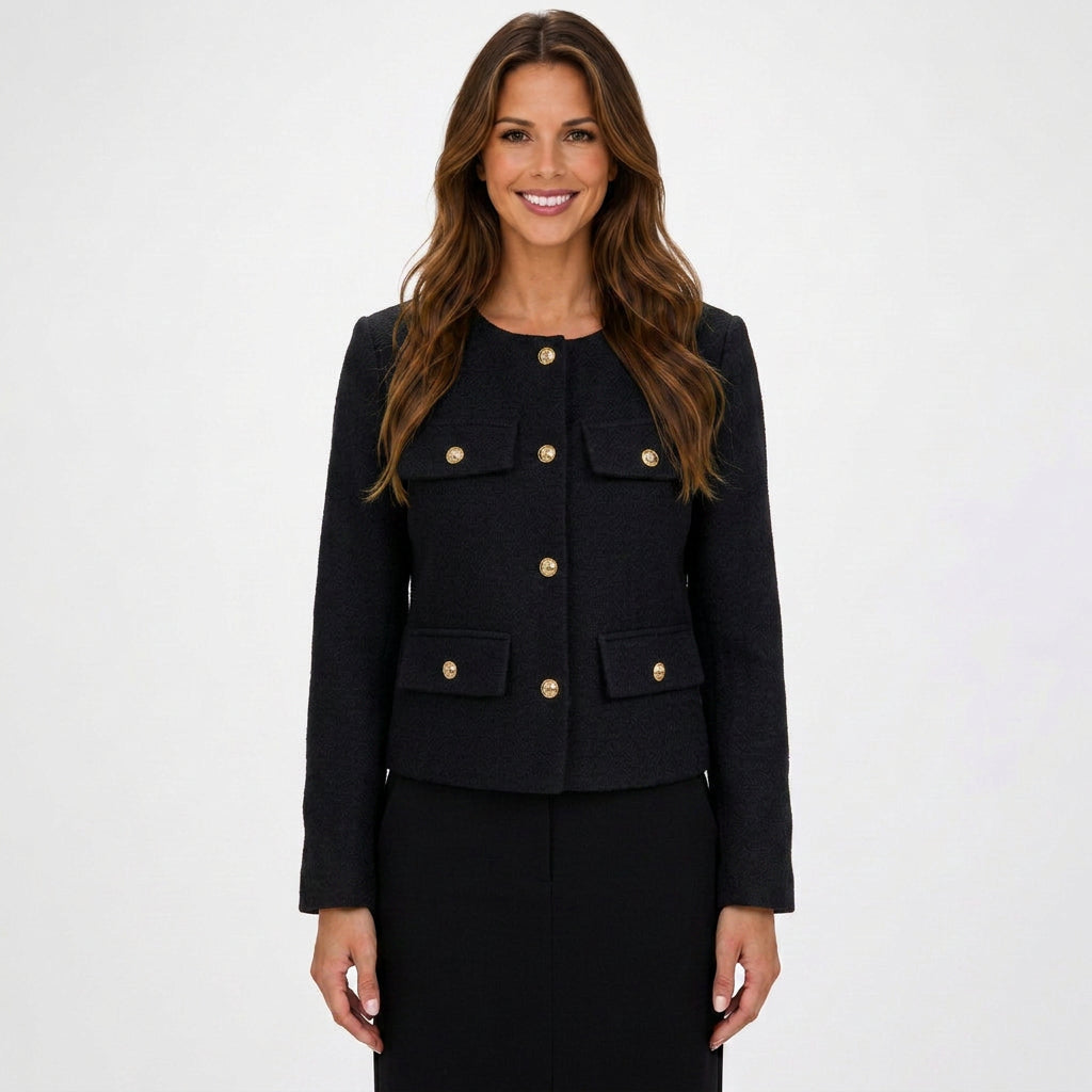 Women Button Front Cropped Jacket
