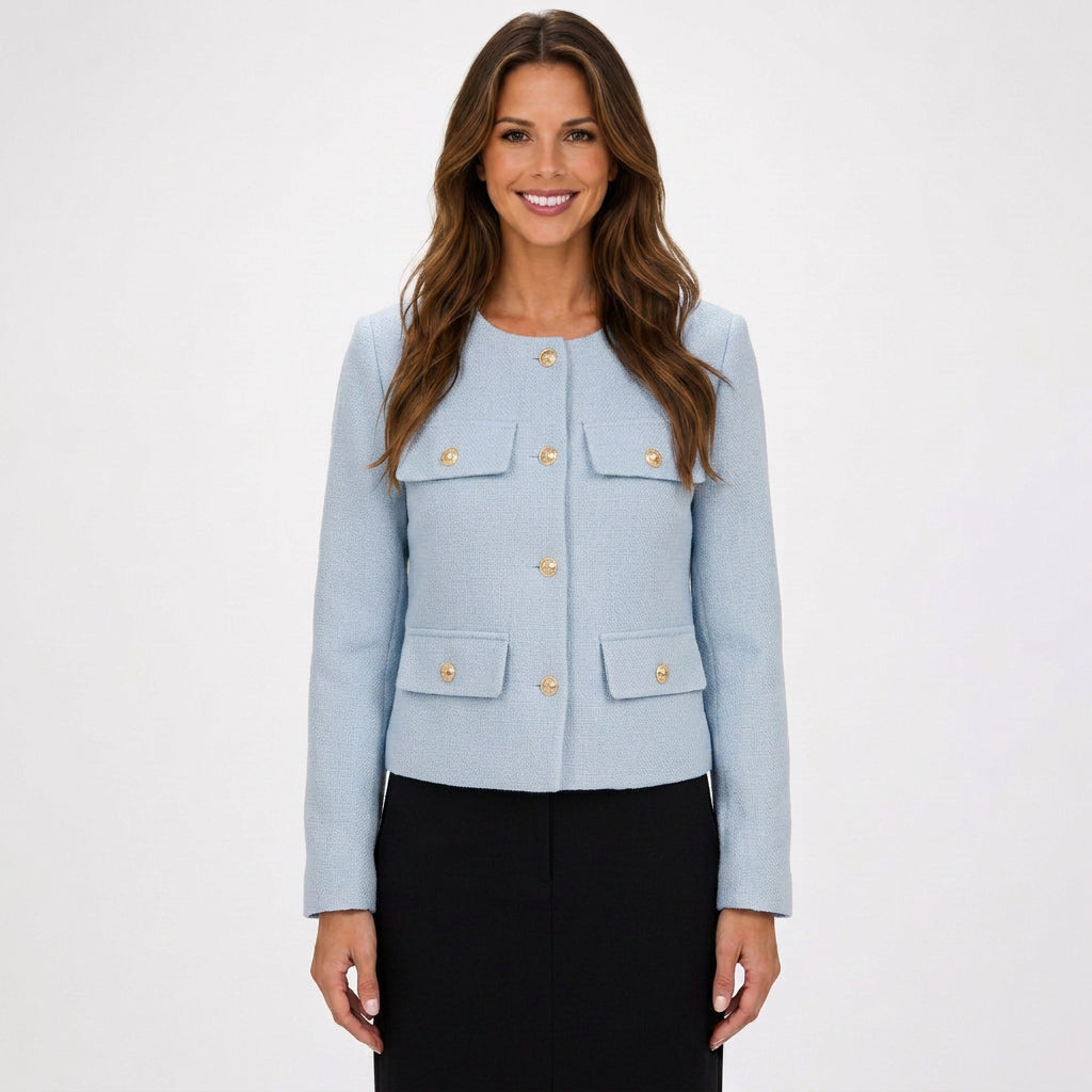 Women Button Front Cropped Jacket