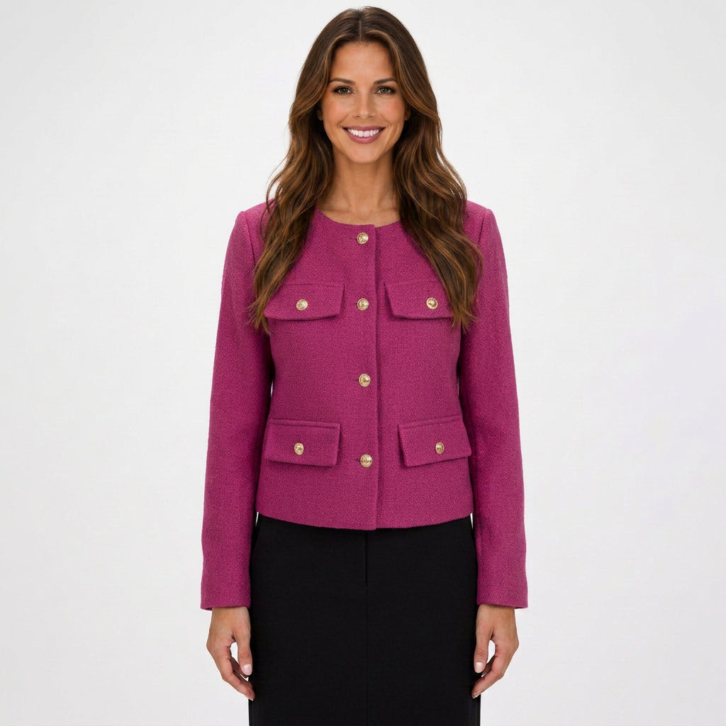 Women Button Front Cropped Jacket