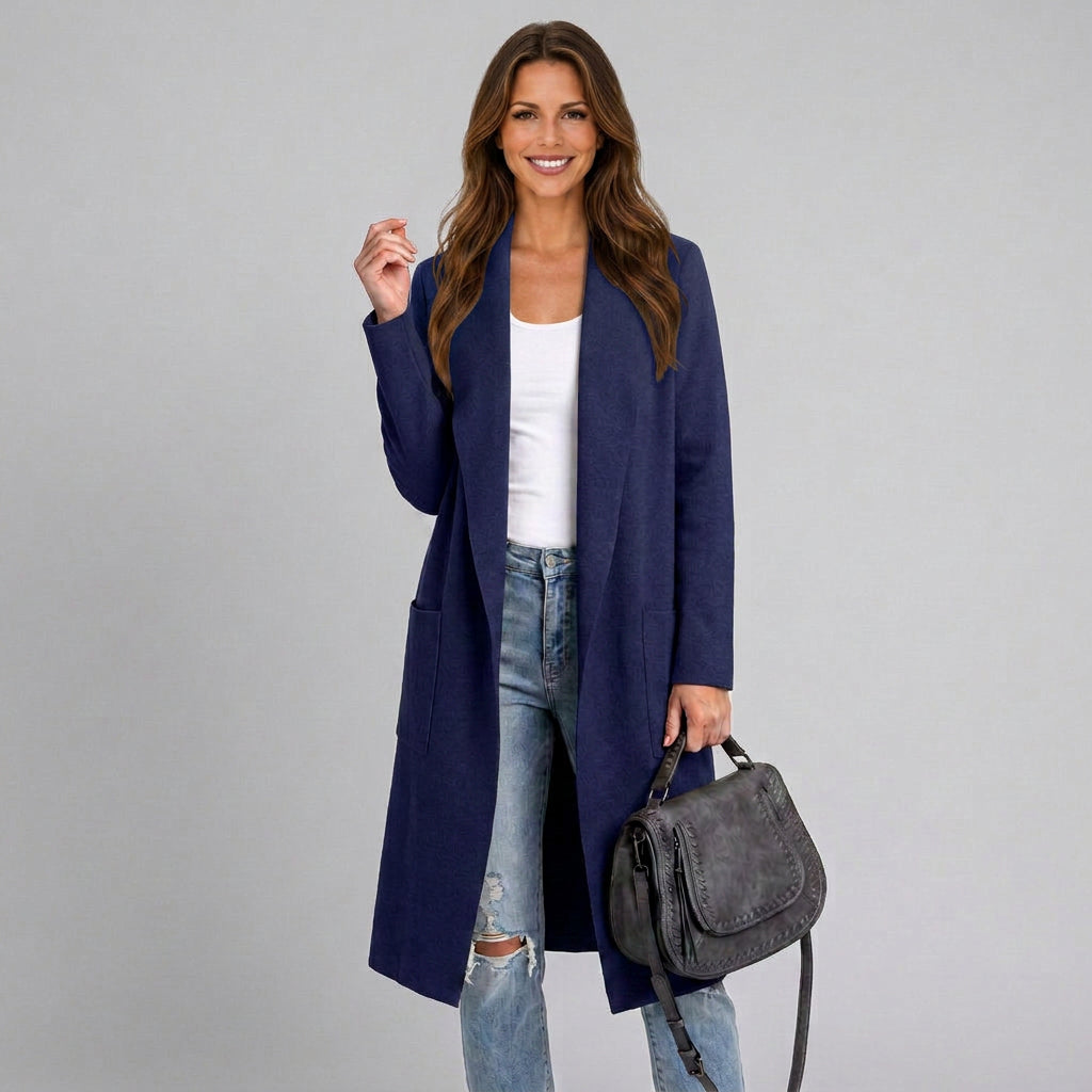 Women Open Front Long Cardigan