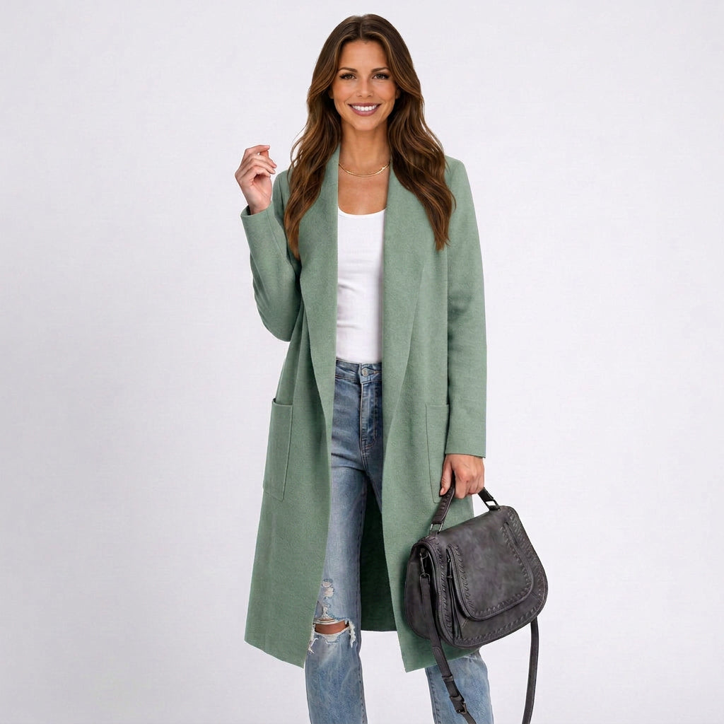 Women Open Front Long Cardigan