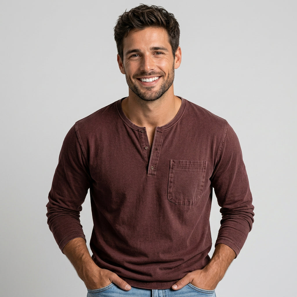 Men’s Long Sleeve Henley Shirt