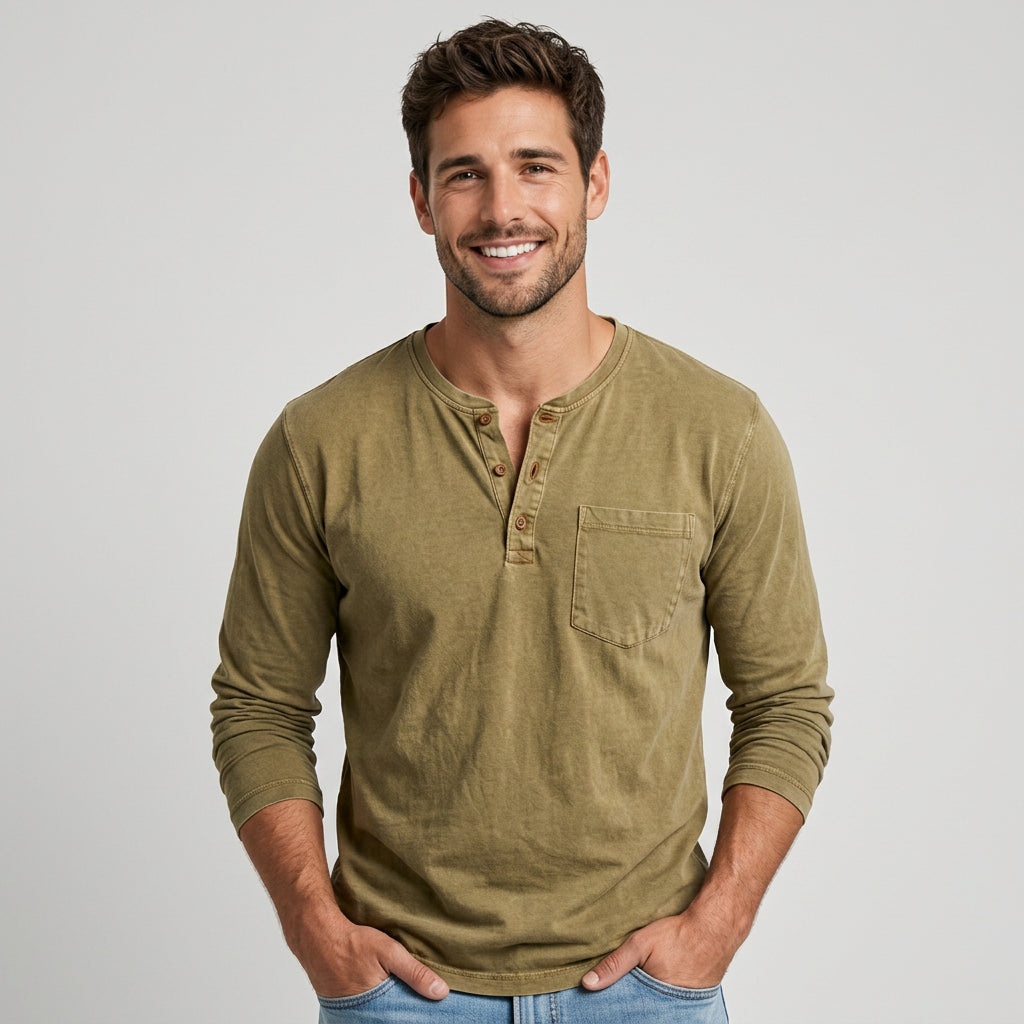Men’s Long Sleeve Henley Shirt