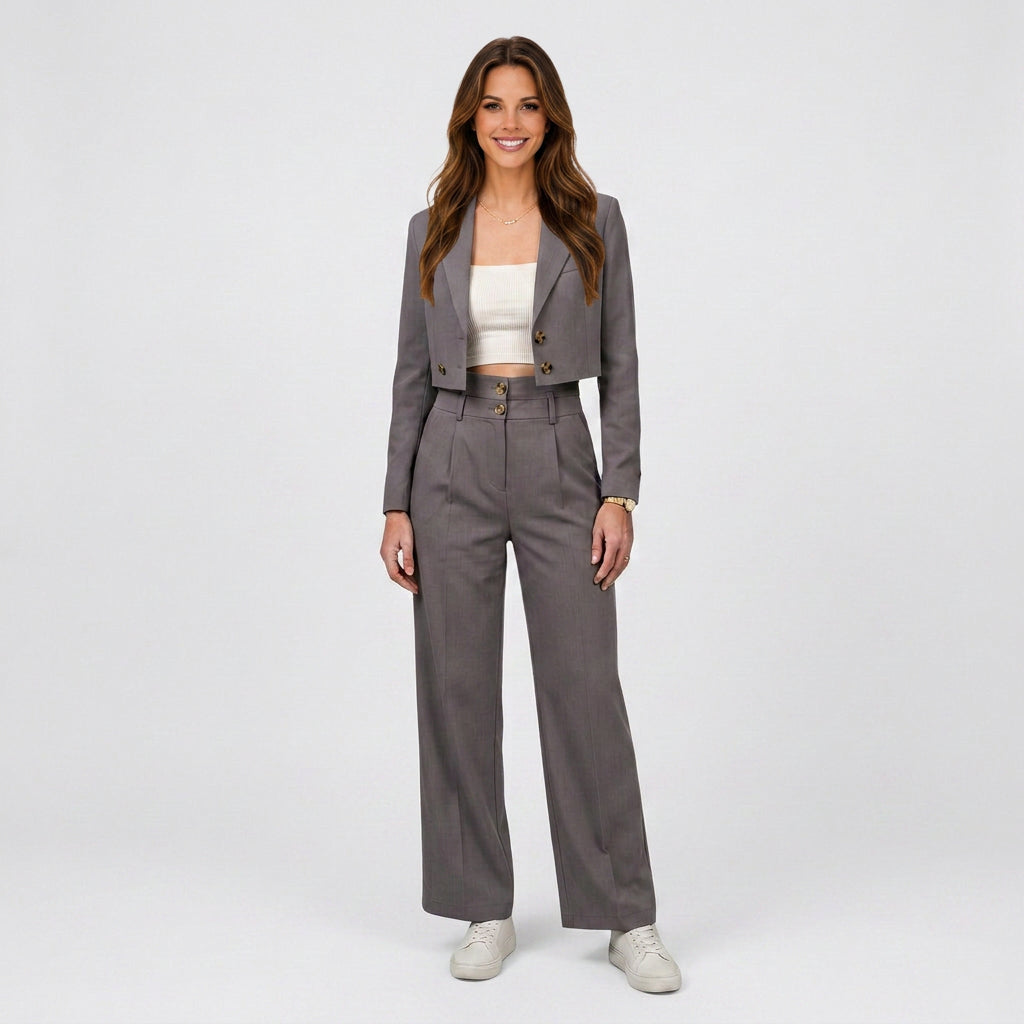 Women Cropped Blazer and Pants Set