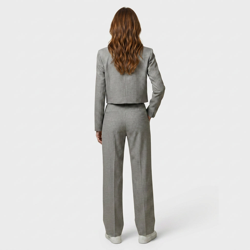 Women Pinstripe Blazer and Pants Set