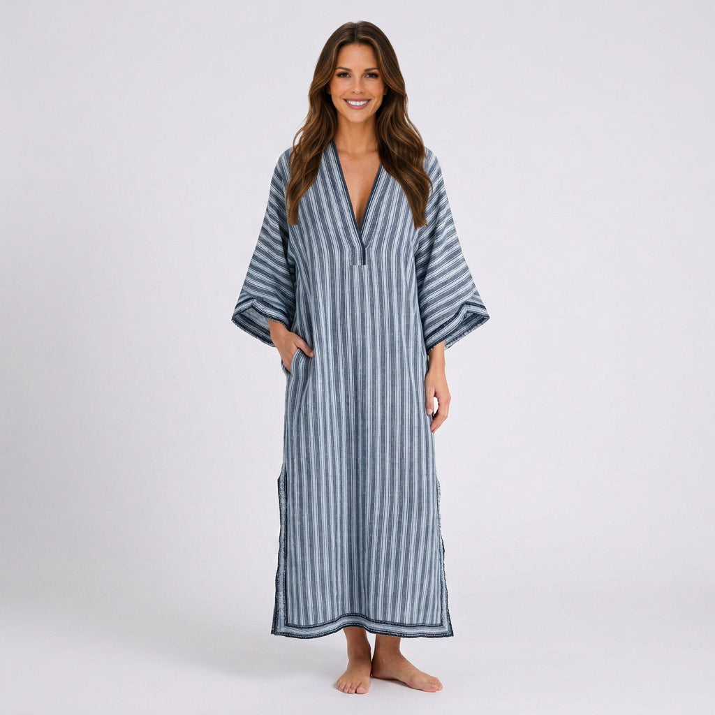 Women Striped Long Kaftan Dress