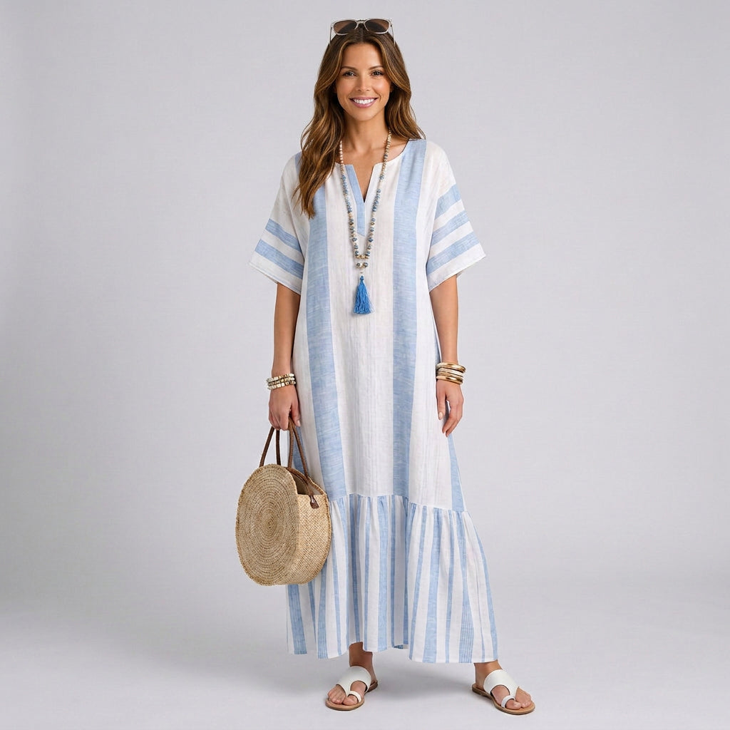 Women Striped Long Kaftan Dress
