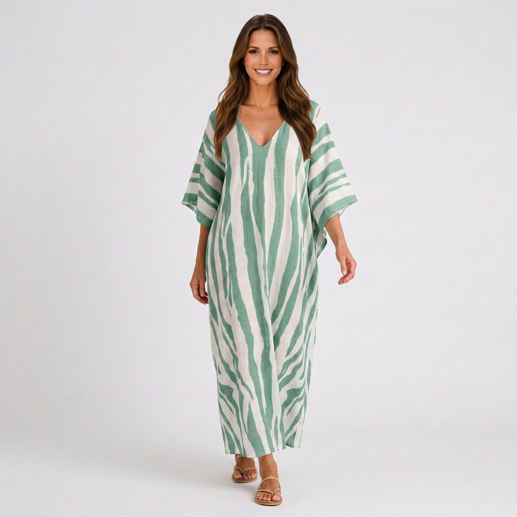 Women Striped Long Kaftan Dress