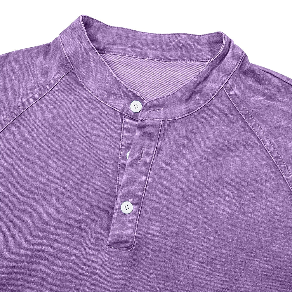 Men's Washed Raglan Short Sleeve Henley Shirt