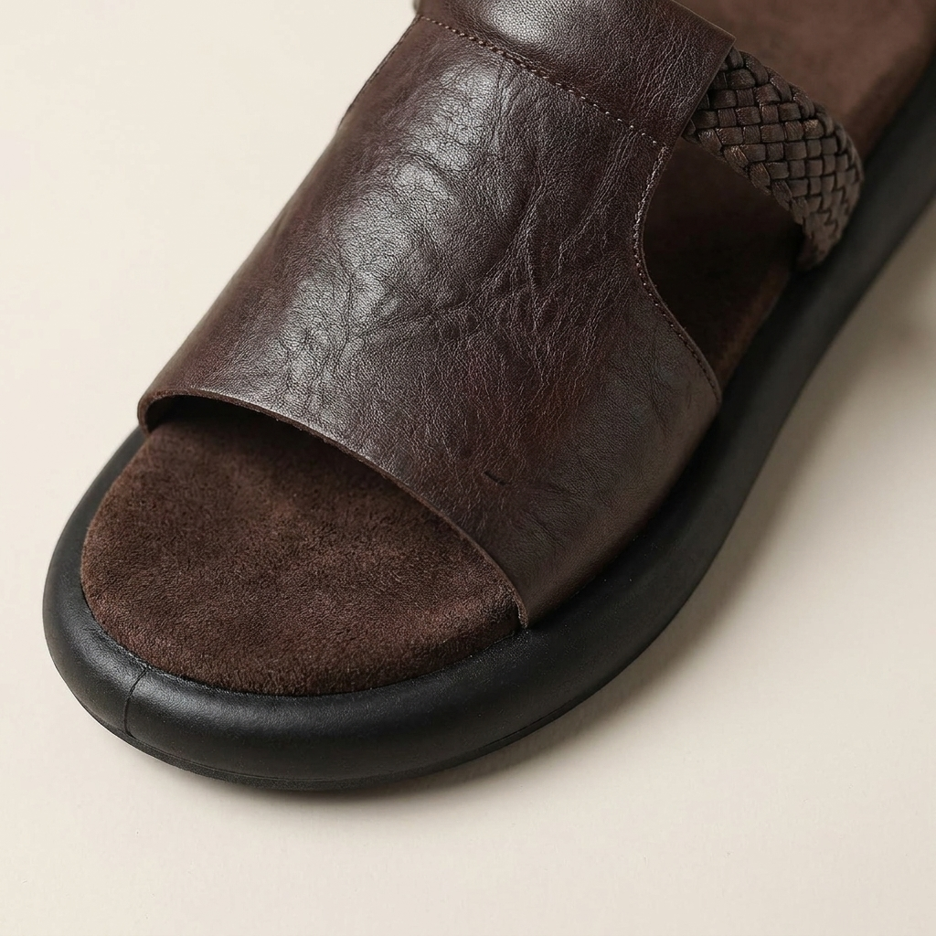 Women's Woven Strap Slide Sandals with Platform Sole